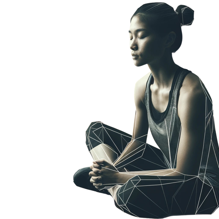 High Jump Psychology: An athletic high jumper with eyes closed, sitting at the edge of a track