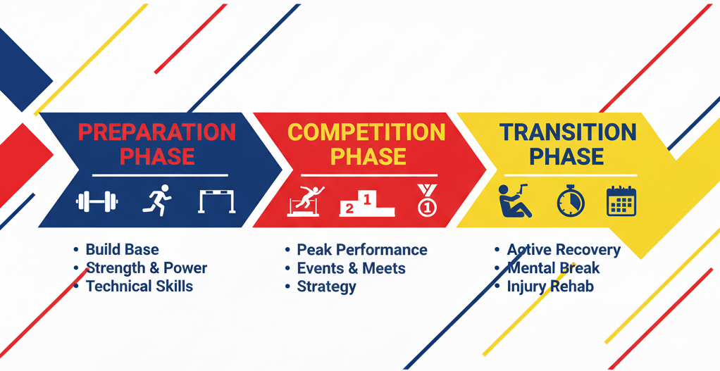 Periodization Techniques for High Jumpers: An infographic illustrating the different phases of a training macrocycle.