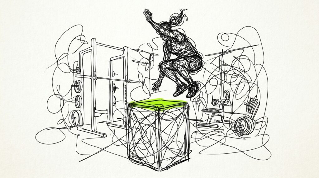 Strength Training for High Jumpers: Athlete using jump box