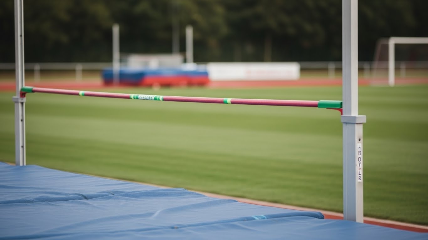 Collegiate high jumper studying a training plan at the runway before practice